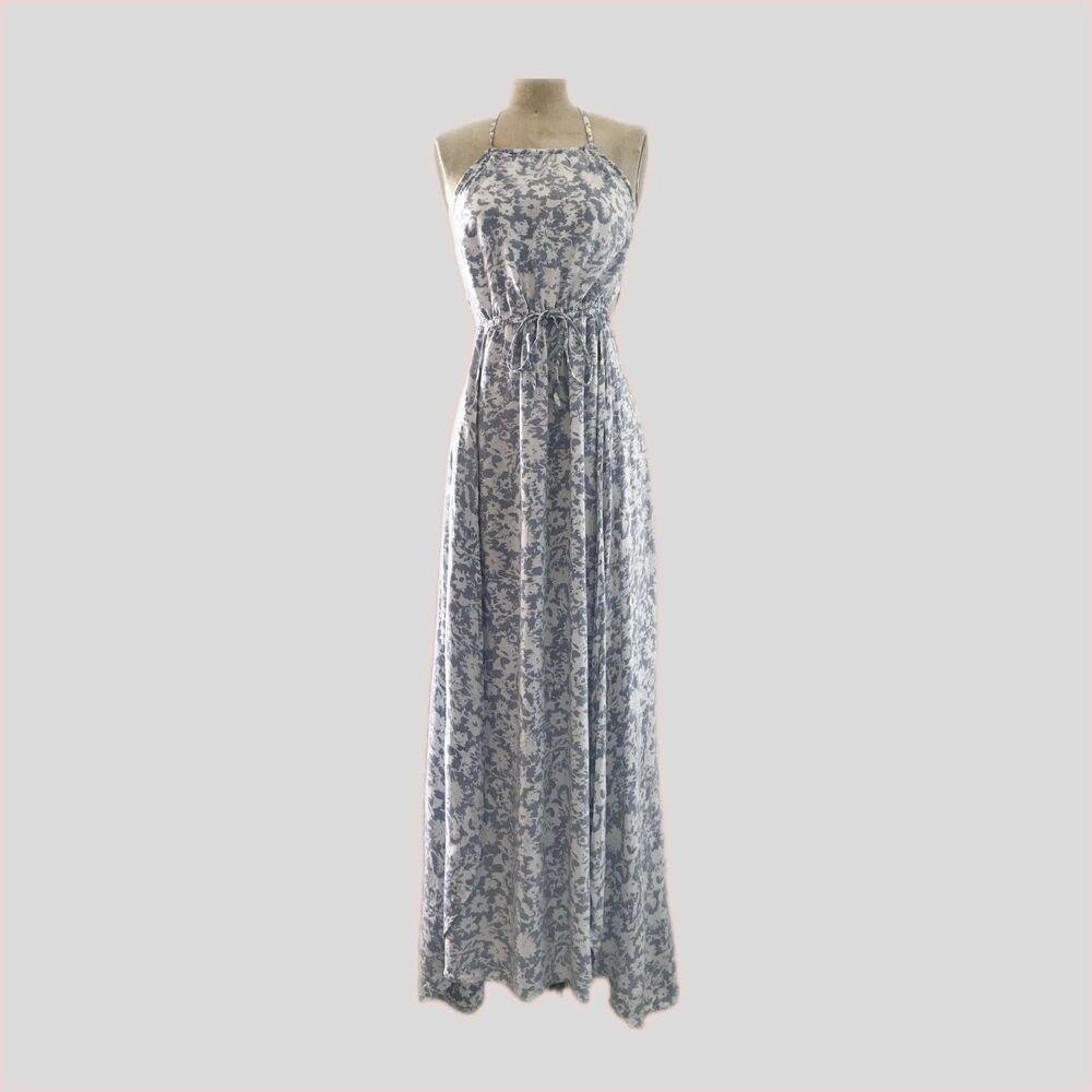 Billabong Blue White Long Floral Sleeveless Casual Spring Maxi Dress NEW XS